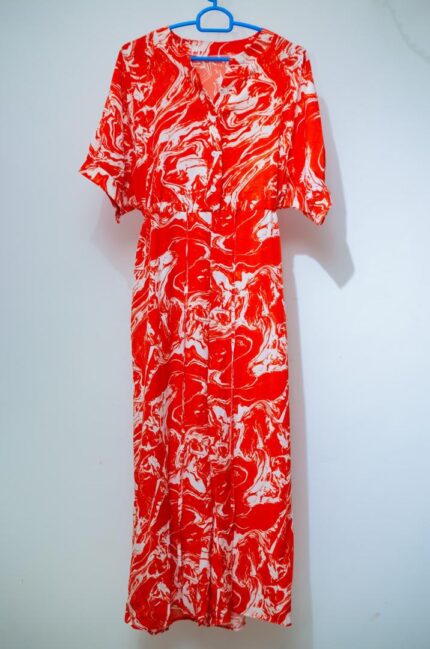 Orange & White Printed Dress