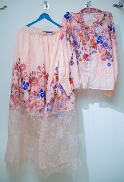 Top & Skirt Combo Set - Peach