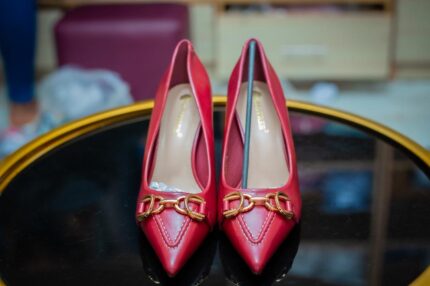 Big Tree Heels - Maroon with Gold Pattern