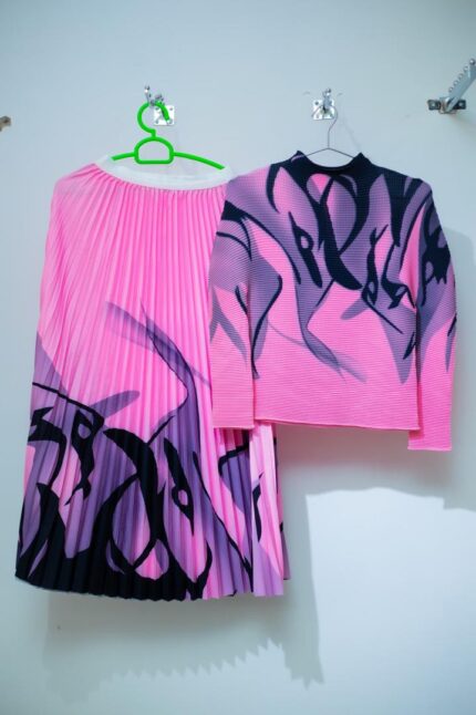 Top & Skirt Combo Set - Pink & Black