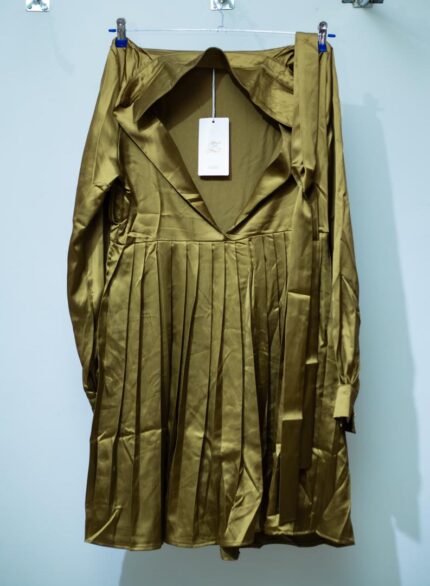 Shiny Green Satin Short Dress