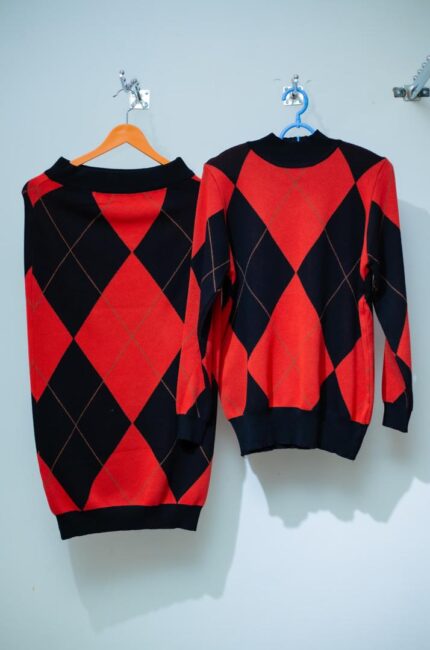 Top & Skirt Combo Set - Red & Black