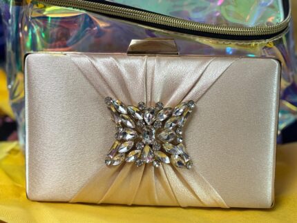 Bow Design Silver Color Clutch For Women and Girls