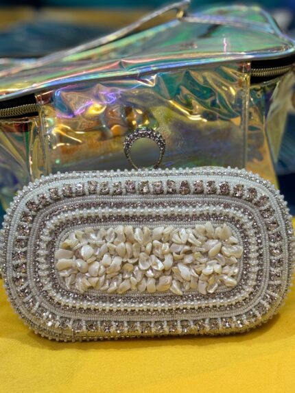 Beautiful Pearl and Stone Design Clutch