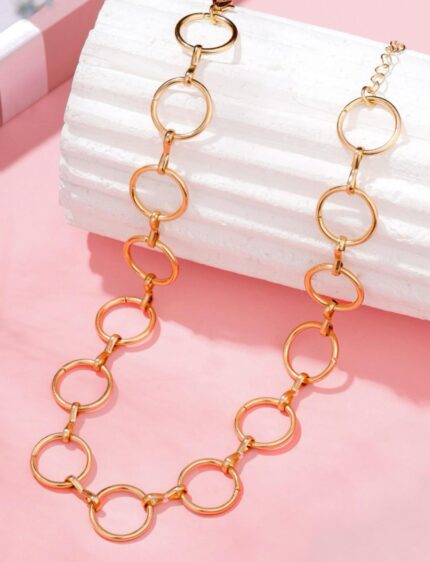 YELLOW CHIMES - Geometric Circle Choker Statement Necklace