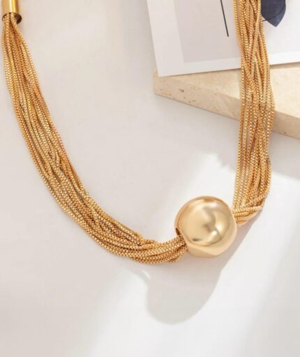 YELLOW CHIMES Multilayered Ball Chain Necklace for Women