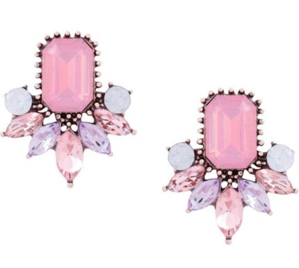 Kiyu Ziyu - Multicolor Crystal Studded Floral Designed Earrings