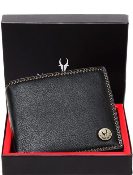 WILDHORN - Men Casual Black Genuine Leather RFID Wallet (5 Card Slots)