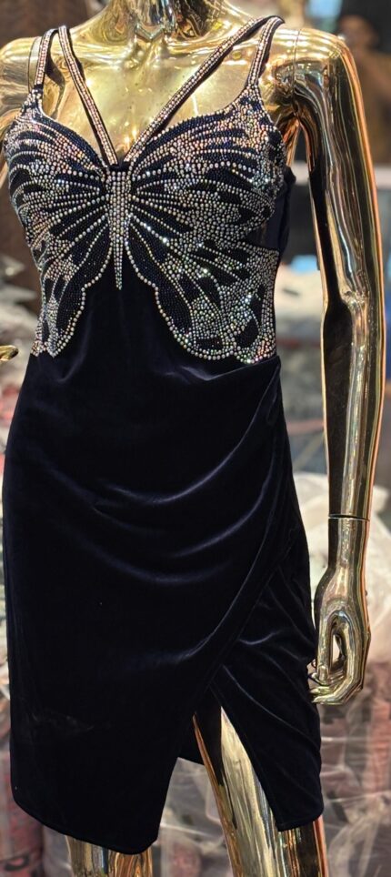 Shein Navy Blue Velvet Dress