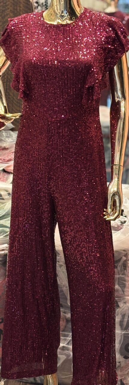 Shein Red Sequence Shinny Jumpsuit Dress