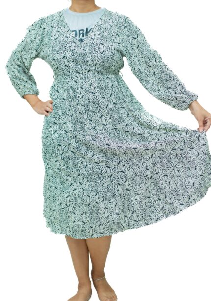 White Crushed With Black Prints Dress